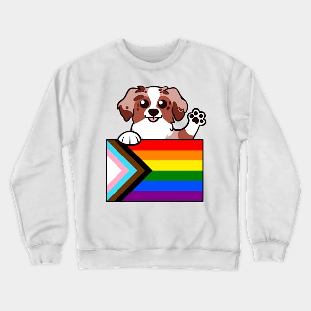 Love is Love Puppy - Red Merle Aussie Crewneck Sweatshirt by LittleGreenHat